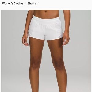 White lululemon hotty hot low rise 2.5in shorts